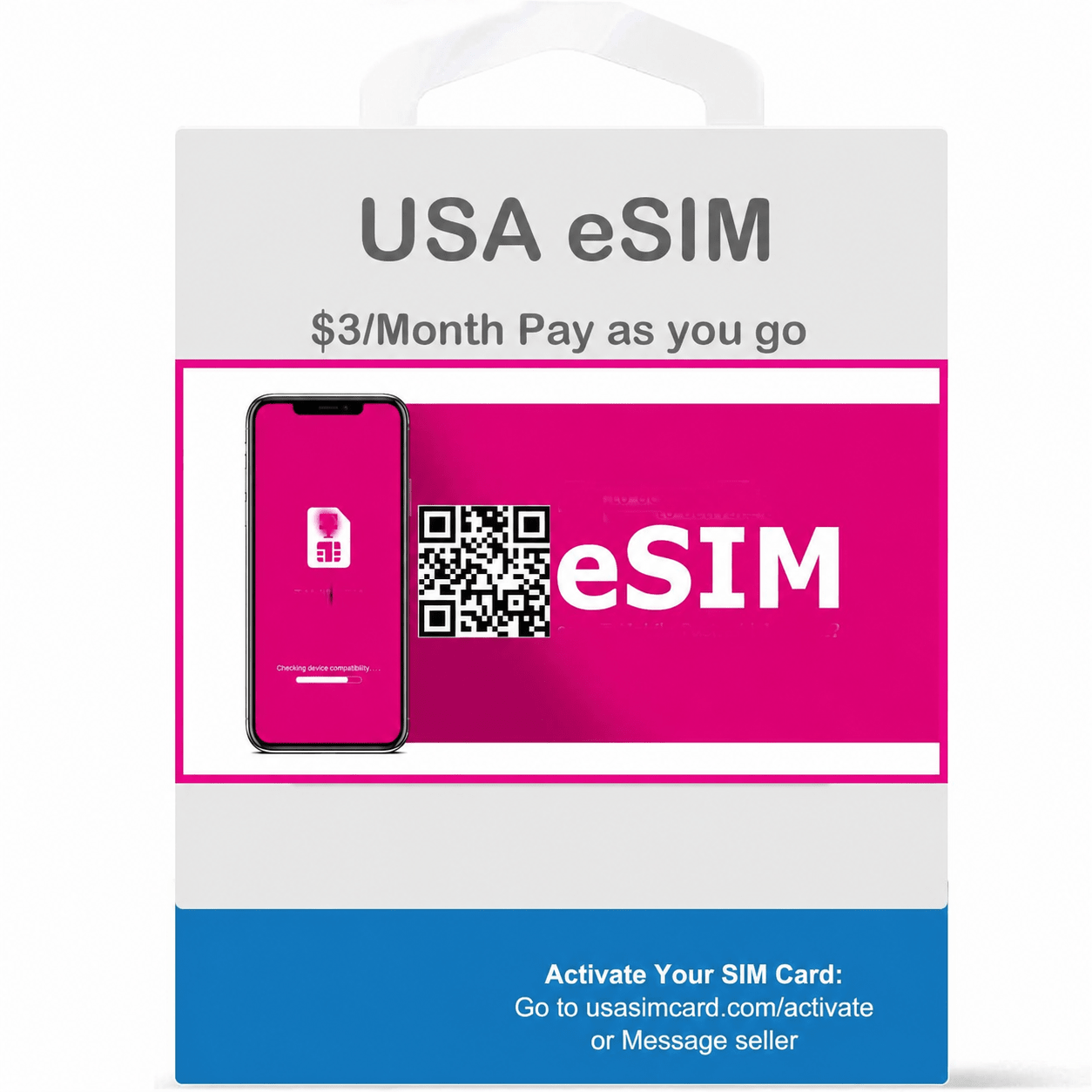 USA eSIM Prepaid Plan - $3/Month Pay As You Go | Unlimited Activation | $0.10/Text/Min - USAsimcard