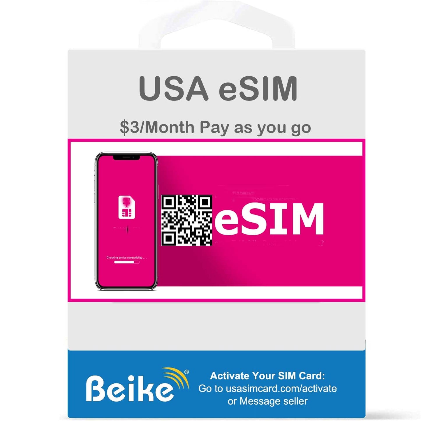 USA eSIM Prepaid Plan - $3/Month Pay As You Go | Unlimited Activation | $0.10/Text/Min - USAsimcard